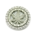 Rotating silver maple leaf pendant with sparkling rhinestones for hip-hop DIY accessories - 6.2cm / Silver