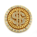 Close-up of a rotating gold dollar sign accessory with rhinestones for DIY phone cases - 6.2cm / Gold