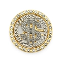 Close-up of spinning dollar sign charm with rhinestones and gold-silver hip hop style metal - 6.2cm / Two Colors