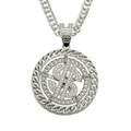 Hip hop silver dollar sign necklace with iced out crystals and thick cuban chain - Silver
