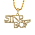 Collana con ciondolo STARBOY hip hop in oro con strass incastonati e catena a fune - Catena a treccia / Oro