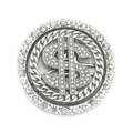 Macro detail of rotating silver US dollar symbol DIY phone case metal accessory with rhinestones - 6.2cm / Silver
