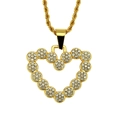 Vereiste goldene Herz-Halskette mit gedrehter Seilkette und Pavé-Besatz aus Diamanten - Gold Herz Anhänger Mit Kordelkette