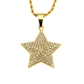 Collana hip hop con ciondolo a stella ghiacciata, catena a corda dorata e cristalli chiari - Oro - Catena a corda da 0,3 * 75 cm