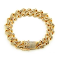 Goldenes Gliederkettenarmband mit Strasssteinen und Schmetterlingsverschluss im Hip-Hop-Stil - Gold