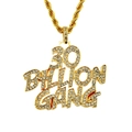 Dettaglio del ciondolo 30 Billion Gang con strass su catena a corda dorata - Oro - 0.5*75cm Catena a Corda