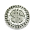 Accesorio para móvil con signo de dólar plateado y piedras brillantes estilo hip hop - Plateado-6.5cm