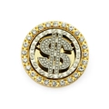 Close-up of a rotating rhinestone dollar sign phone accessory with a gold and silver finish - Adhesive Type / 4.5CM / Two Colors