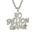 Dettaglio del ciondolo 30 BILLION GANG con strass e catena a corda in finitura argento - Argento - 0.5*75cm Catena a Corda
