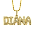 Dettaglio del ciondolo personalizzato DIANA con strass e catena a corda dorata - Catena a corda 0.3*75cm / Oro