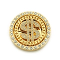 Detailed close-up of a rotating gold dollar sign accessory with sparkling crystals - Gold Dollar Sign Adhesive Style / 6.2cm