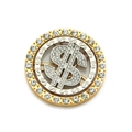 Detail of a rotating dollar sign accessory with rhinestones in gold and silver plating - 4.5CM / Two Colors