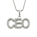 Dettaglio del ciondolo CEO argento con zirconi incastonati e una catena a corda - Argento - 0.3*75cm Catena a Corda