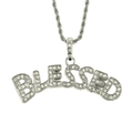 Dettaglio del ciondolo BLESSED argento con strass scintillanti su catena a corda - Argento - 0.3*75cm Catena a Corda