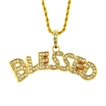 Hiphop gouden ketting met BLESSED letter hanger bezet met glanzende strassteentjes - Touwketting Ketting / Goud