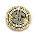 Luxury hip hop spinning dollar sign medal accessory with diamond stones and gold finish - Adhesive Type / Two Colors