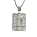 Silver Hip Hop necklace featuring a square LA letter pendant encrusted with CZ stones - 0.5*75cm Rope Chain / Silver