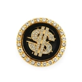 Luxury spinning gold dollar sign car air vent clip with sparkling rhinestones decoration - Gold Base-Black Ring-4.5cm