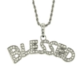 Hiphop zilveren BLESSED letter hanger ketting met fonkelende diamanten voor heren mode - Touwketting Ketting / Zilver
