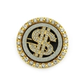 Dettaglio dell'accessorio rotante con simbolo del dollaro e cristalli scintillanti - Base Oro-Anello Argento-4.5cm / Base Oro-Anello Argento-4.5cm