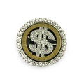 Rotating crystal US dollar sign accessory with rhinestones for DIY phone cases - Silver Base-Gold Ring-4.5cm