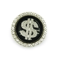 Rotating crystal dollar sign phone accessory with sparkling rhinestones in silver finish - Silver Base-Black Ring-4.5cm