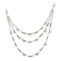 Three-layer silver punk wallet chain with metal coils and spikes for jeans - Silver (Triple Layer)