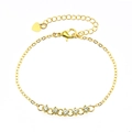 Elegante bracciale a catena dorata con cinque strass scintillanti e ciondolo a cuore - Oro