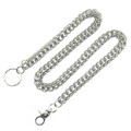 Cadena de pantalones versátil en metal plateado con cierre de mosquetón y llavero para unisex - Plata (Capa Única)
