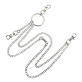 Multi-layer silver metal pants chain with lobster clasps and rings for men's rock fashion - Double Layer / Silver