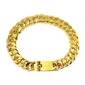 Gepolijste goudkleurige hiphop Cubaanse schakelarmband met rechthoekige sluiting voor heren - Goud
