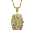 Collar hip hop con colgante en forma de reloj con diamantes y cadena de cuerda oro - Cadena de cuerda 0.3*75cm / Dorado
