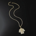 Collana con pendente maglia Ronaldo numero 7 dorata con strass e catena a corda - Oro