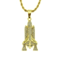 Hip hop rocket pendant necklace in gold finish with sparkling cubic zirconia pavé - Gold