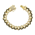Detail of Cuban link chain with alternating clear rhinestones and black crystals - Gold (Black Rhinestone)