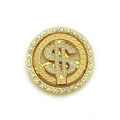 Makroaufnahme eines rotierenden goldenen Dollar-Anhängers mit funkelnden Strasssteinen - Gold (Stehend) - 5.1cm