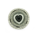 Détail d'un accessoire de bijou rotatif avec cœur noir et cristaux étincelants - Argent-5.1cm
