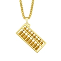 Golden 3D abacus pendant necklace with movable beads and polished finish on white background - Gold Grid Chain