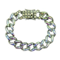 Pulsera de cadena cubana plateada con cristales marquesa de colores y cierre de caja - Plateado (Strass Colorido AB)
