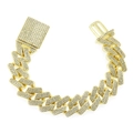 Hip-Hop-Armband mit Goldbeschichtung und Zirkonia-Steinen im kubanischen Stil - Gold