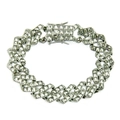 Dettaglio del bracciale cubano in argento con pietre di zircone cubico quadrati - Argento (Strass Bianco)