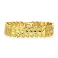 Goldenes Herrenarmband in Herzform mit mattem Finish und Weizenstruktur-Muster - Gold