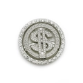 Silver rotating dollar sign phone accessory encrusted with sparkling white rhinestones - Silver (Standing) - 5.1cm