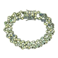 Hip hop silver Cuban bracelet with colorful pavé rhinestones and secure double clasp - Silver (AB Color Rhinestone)
