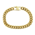 Polished 9mm gold-plated stainless steel Cuban link bracelet with a lobster clasp closure - Curb Chain / 0.9*21cm / Gold