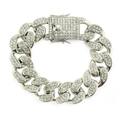 Pulsera Cuban Link de 20mm para hombre en plata con brillantes piedras strass - Plateado