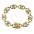 Hip-Hop-Armband in Gold mit bunten Steinen und sicherem Kastenverschluss für Herren - Gold (Weißer Strass)