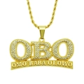 Hip hop gouden OBO-letter hanger ketting met kristallen en gedraaide touw ketting - Goud
