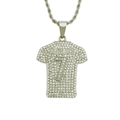Détail macro du pendentif maillot argenté avec cristaux et gravure BADDEST 7 - Petit (0.3*75cm) / Argenté