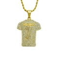 Détail du pendentif maillot numéro 7 doré serti de strass sur une chaîne torsadée hip hop - Petit (0.3*75cm) / Doré
